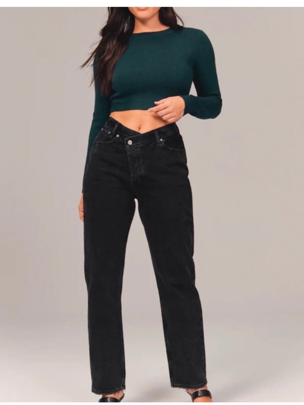 ABERCROMBIE Cross Waist Dad Jeans Black Curve Love Size 25